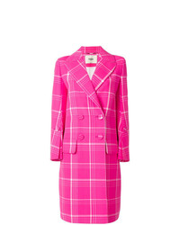 Женское ярко-розовое пальто в клетку от Fendi
