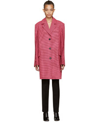 Женское ярко-розовое пальто с узором "гусиные лапки" от Yang Li