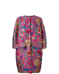 Женское ярко-розовое пальто с цветочным принтом от La Doublej