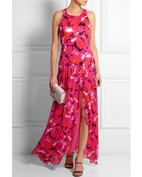 Ярко-розовое платье-макси с цветочным принтом от Diane von Furstenberg
