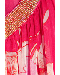 Ярко-розовое платье-макси с цветочным принтом от Matthew Williamson