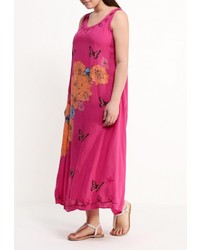 Ярко-розовое платье-макси от Indiano Natural