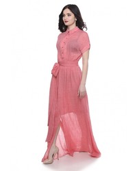 Ярко-розовое платье-макси от Olivegrey