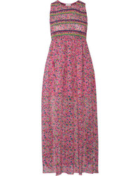 Ярко-розовое платье-миди с принтом