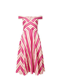 Ярко-розовое платье-миди с принтом от Temperley London