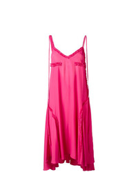 Ярко-розовое платье-миди с рюшами от Cédric Charlier