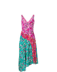 Ярко-розовое платье-миди с цветочным принтом от Saloni