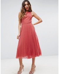 Ярко-розовое платье-миди со складками от Asos