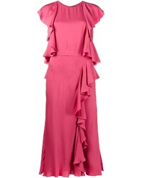 Ярко-розовое платье-миди от Alexander McQueen