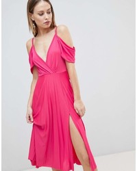 Ярко-розовое платье-миди от Asos