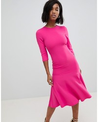 Ярко-розовое платье-миди от Club L