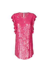 Ярко-розовое платье прямого кроя с пайетками с рюшами от P.A.R.O.S.H.