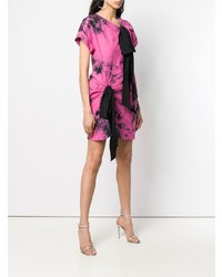 Ярко-розовое платье прямого кроя с принтом тай-дай от N°21