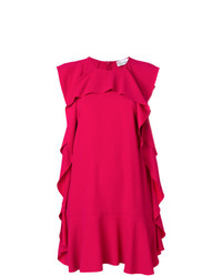 Ярко-розовое платье прямого кроя с рюшами от RED Valentino