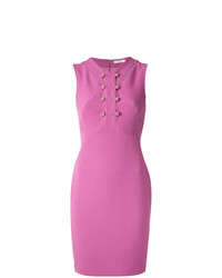Ярко-розовое платье прямого кроя с украшением от Versace Collection