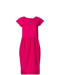 Ярко-розовое платье прямого кроя от Odeeh