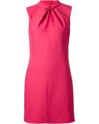 Ярко-розовое платье прямого кроя от Saint Laurent