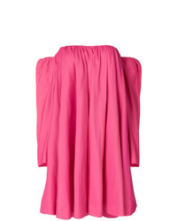 Ярко-розовое платье с открытыми плечами с рюшами от Calvin Klein 205W39nyc