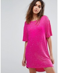 Ярко-розовое повседневное платье с принтом от Boohoo
