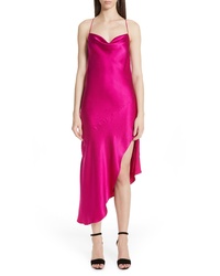 Ярко-розовое сатиновое платье-комбинация