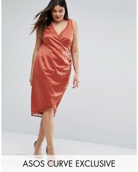 Ярко-розовое сатиновое платье от Asos