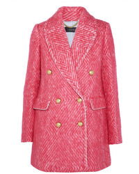 Ярко-розовое твидовое пальто
