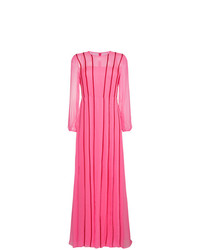 Ярко-розовое шелковое вечернее платье со складками от Adam Lippes