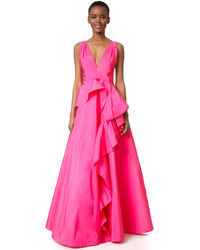 Ярко-розовое шелковое вечернее платье от Marchesa