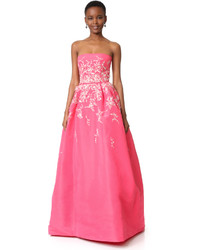 Ярко-розовое шелковое вечернее платье от Monique Lhuillier