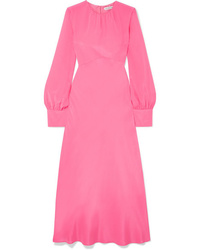 Ярко-розовое шелковое платье-макси