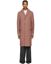 Мужское ярко-розовое шерстяное пальто от Wooyoungmi