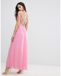 Ярко-розовое шифоновое платье-макси от Little Mistress