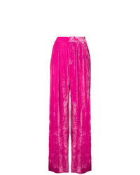 Ярко-розовые бархатные широкие брюки