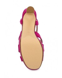 Ярко-розовые босоножки на каблуке от Mango
