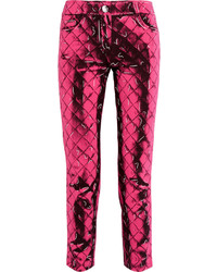 Женские ярко-розовые брюки с принтом от Moschino