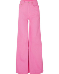 Ярко-розовые джинсовые широкие брюки