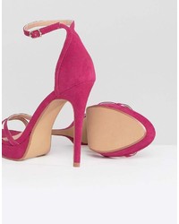 Ярко-розовые замшевые босоножки на каблуке от Head Over Heels