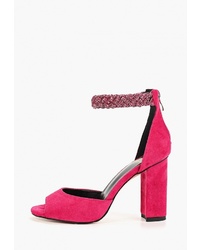 Ярко-розовые замшевые босоножки на каблуке от Diora.rim