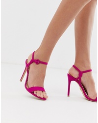 Ярко-розовые замшевые босоножки на каблуке от Lipsy