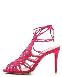 Ярко-розовые замшевые босоножки на каблуке от Alexandre Birman