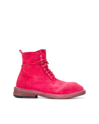 Ярко-розовые замшевые ботинки на шнуровке