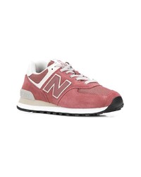 Женские ярко-розовые замшевые низкие кеды от New Balance