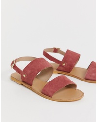 Ярко-розовые замшевые сандалии на плоской подошве от ASOS DESIGN