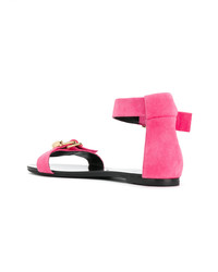 Ярко-розовые замшевые сандалии на плоской подошве от Stella Luna