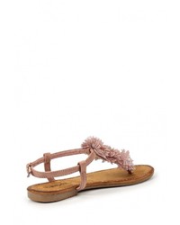 Ярко-розовые замшевые сандалии на плоской подошве от Malien