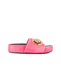 Ярко-розовые замшевые сандалии на плоской подошве от Stella Luna