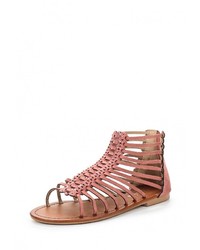 Ярко-розовые замшевые сандалии на плоской подошве от Style Shoes