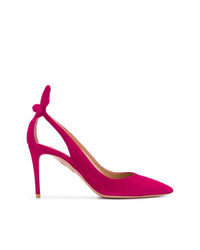 Ярко-розовые замшевые туфли с вырезом от Aquazzura