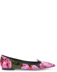 Ярко-розовые кожаные балетки с принтом от Dolce & Gabbana