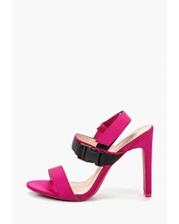 Ярко-розовые кожаные босоножки на каблуке от Ideal Shoes